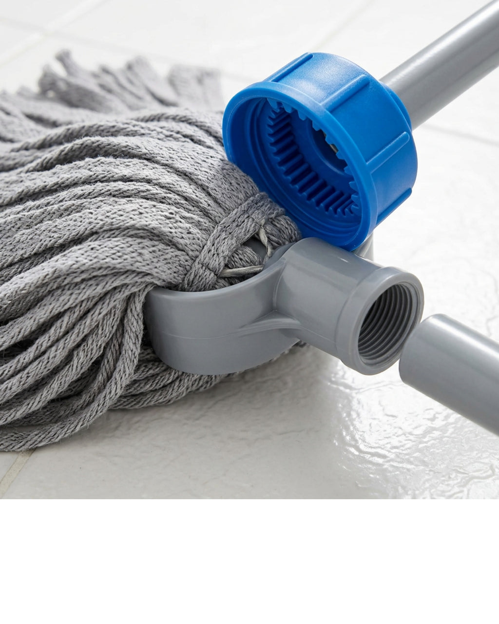 Pubxz Self-Wringing Cotton Strip Mop with Ratchet Collar Gray - Detail view